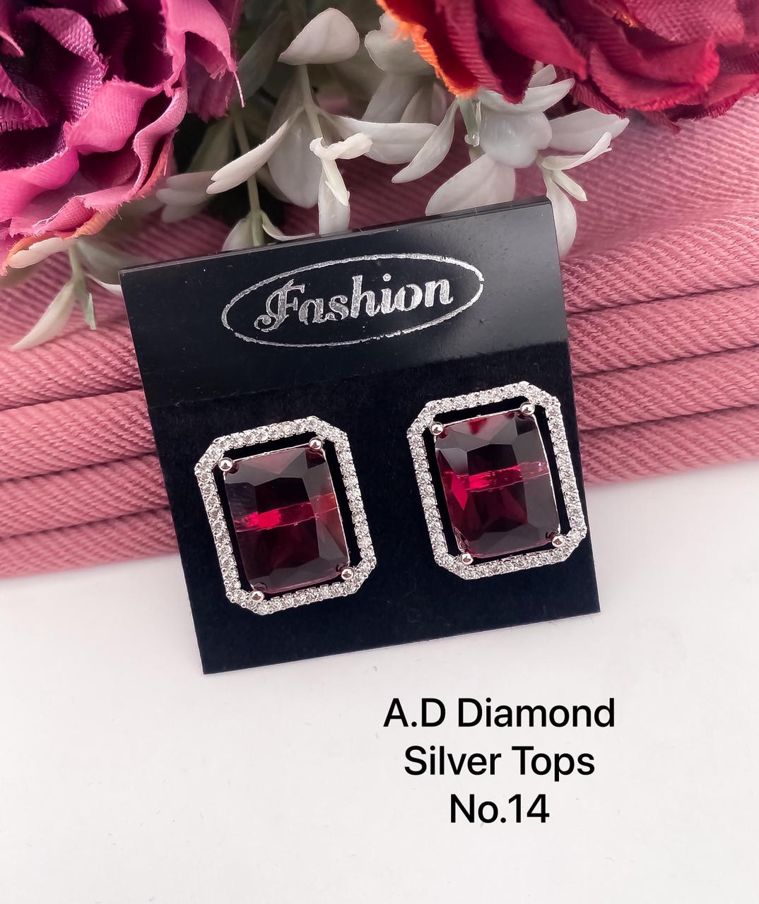 Designer Single AD Diamond Silver Tops 2 Wholesale Shop In Surat

